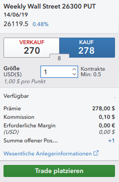 Beispiel für den Kauf einer Vanilla Put-Option